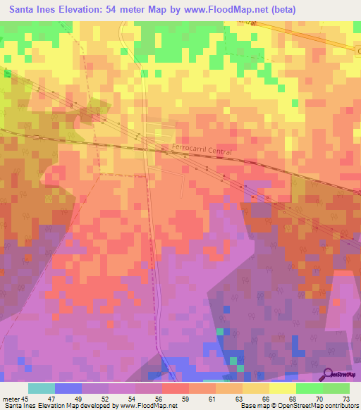 Santa Ines,Cuba Elevation Map
