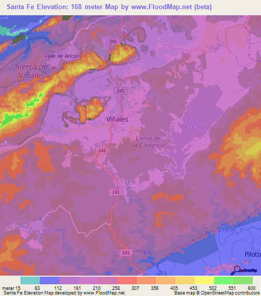 Santa Fe,Cuba Elevation Map