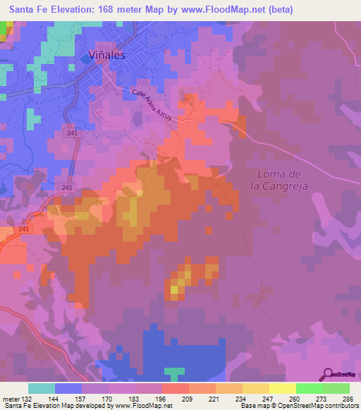 Santa Fe,Cuba Elevation Map