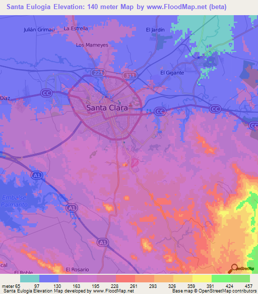 Santa Eulogia,Cuba Elevation Map