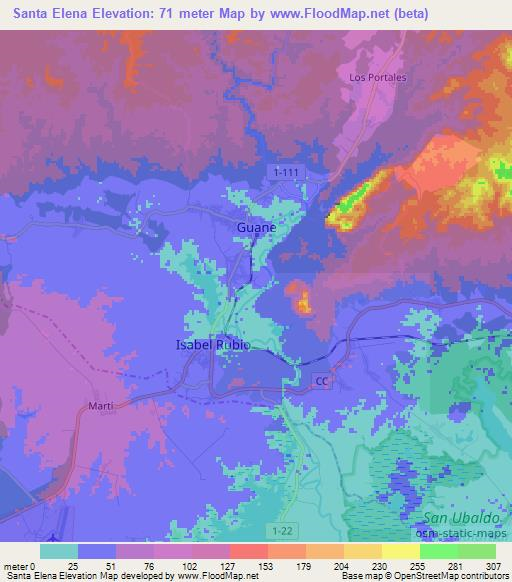 Santa Elena,Cuba Elevation Map