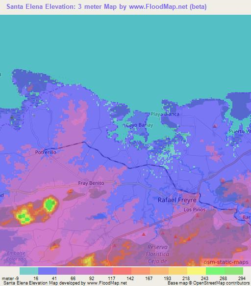 Santa Elena,Cuba Elevation Map