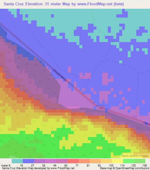 Santa Cruz,Cuba Elevation Map