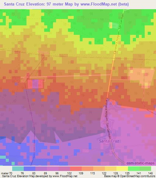 Santa Cruz,Cuba Elevation Map