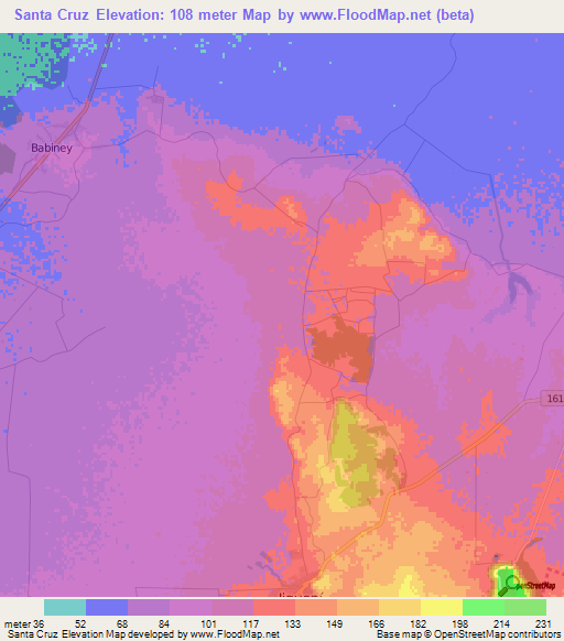 Santa Cruz,Cuba Elevation Map