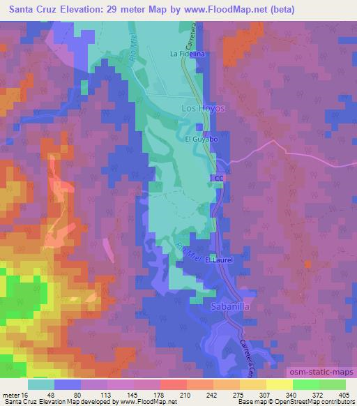 Santa Cruz,Cuba Elevation Map