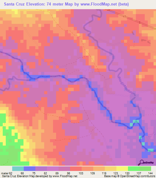 Santa Cruz,Cuba Elevation Map