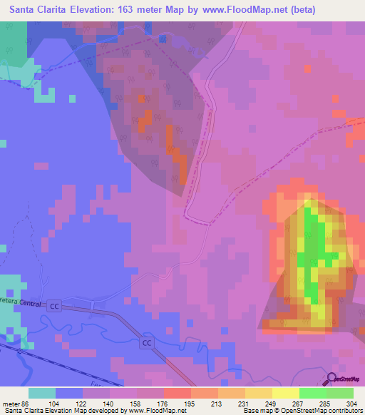Santa Clarita,Cuba Elevation Map