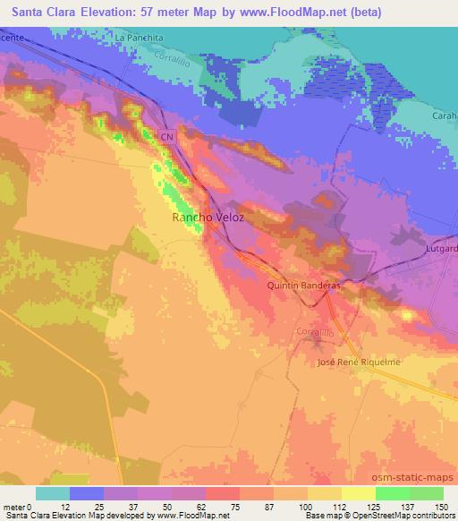 Santa Clara,Cuba Elevation Map