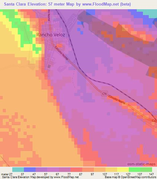 Santa Clara,Cuba Elevation Map