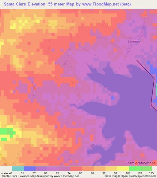 Santa Clara,Cuba Elevation Map