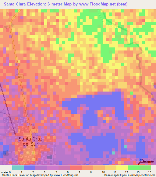 Santa Clara,Cuba Elevation Map