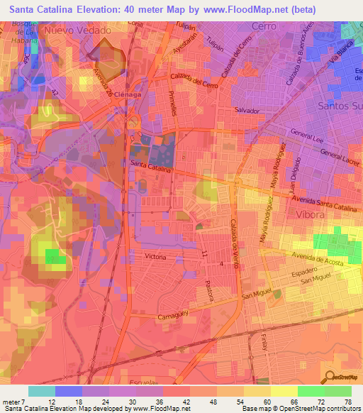 Santa Catalina,Cuba Elevation Map