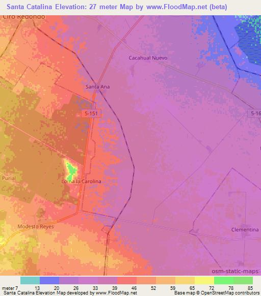 Santa Catalina,Cuba Elevation Map