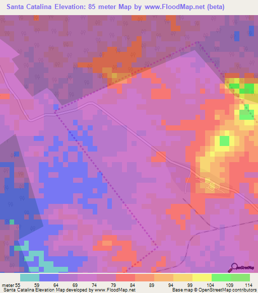 Santa Catalina,Cuba Elevation Map