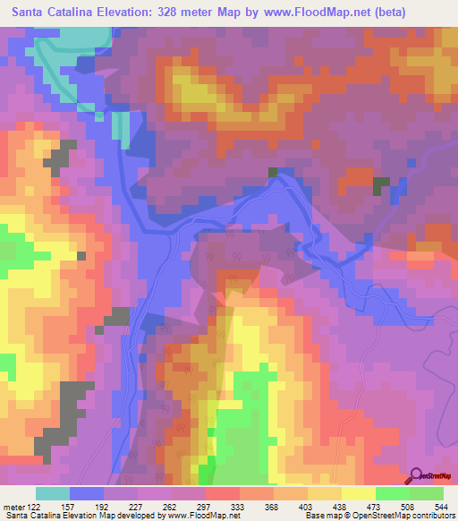 Santa Catalina,Cuba Elevation Map