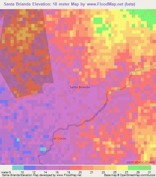 Santa Brianda,Cuba Elevation Map