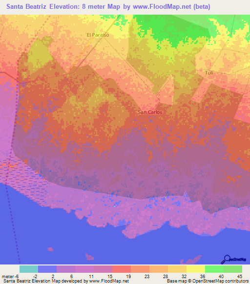 Santa Beatriz,Cuba Elevation Map