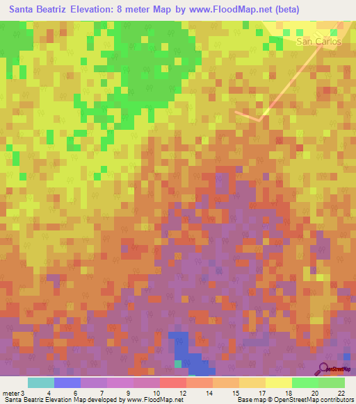 Santa Beatriz,Cuba Elevation Map