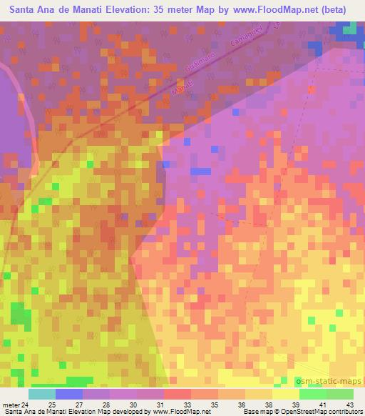 Santa Ana de Manati,Cuba Elevation Map