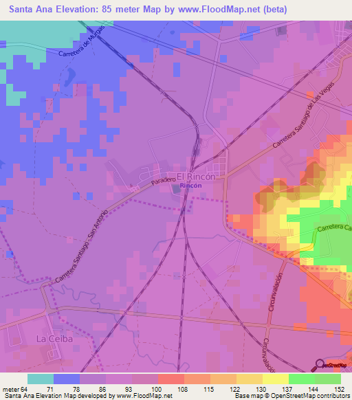 Santa Ana,Cuba Elevation Map