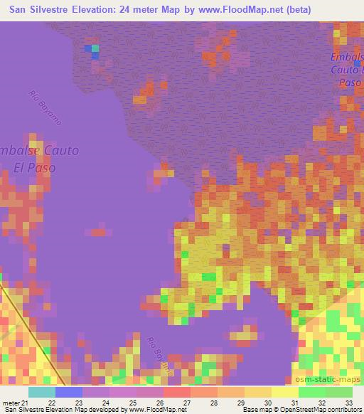 San Silvestre,Cuba Elevation Map