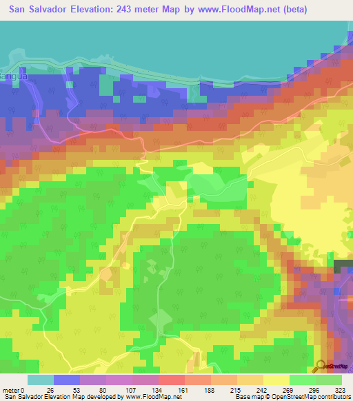 San Salvador,Cuba Elevation Map