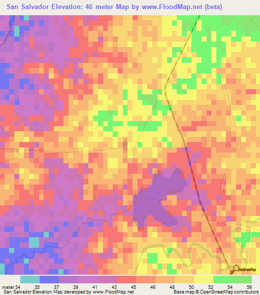 San Salvador,Cuba Elevation Map