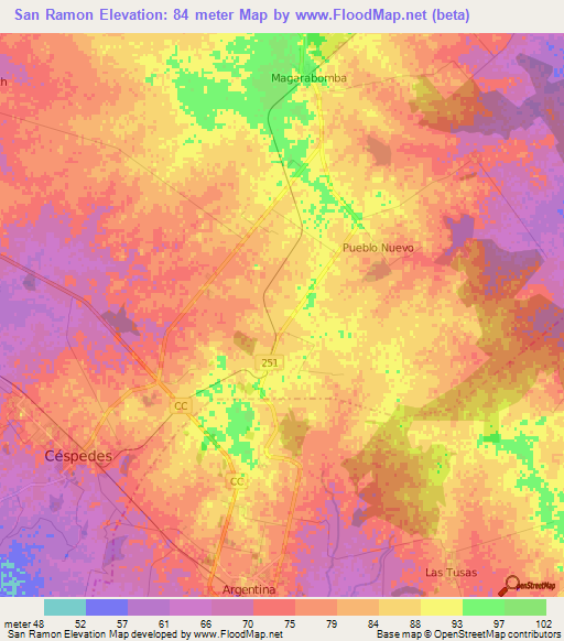 San Ramon,Cuba Elevation Map