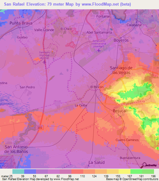 San Rafael,Cuba Elevation Map