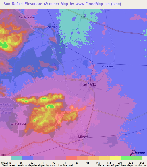 San Rafael,Cuba Elevation Map