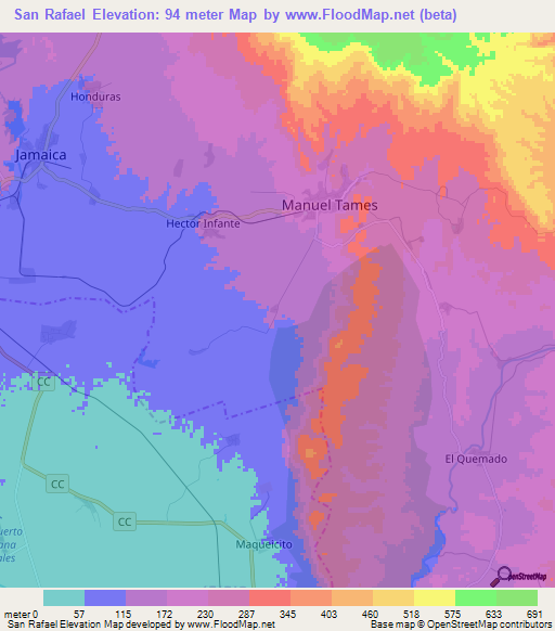 San Rafael,Cuba Elevation Map