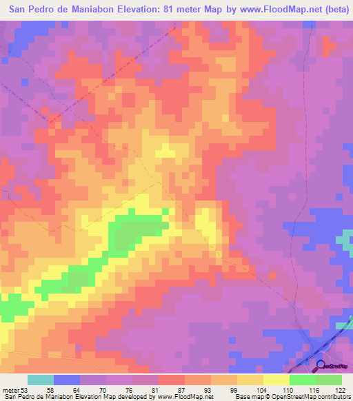 San Pedro de Maniabon,Cuba Elevation Map