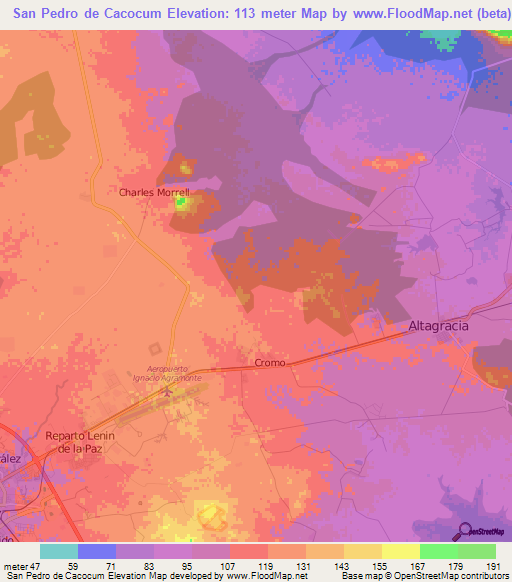 San Pedro de Cacocum,Cuba Elevation Map