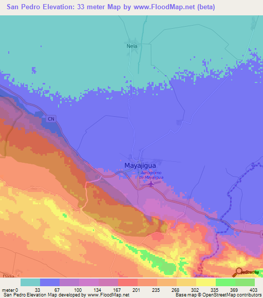 San Pedro,Cuba Elevation Map