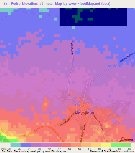 San Pedro,Cuba Elevation Map