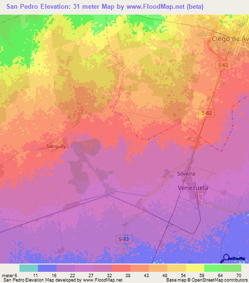 San Pedro,Cuba Elevation Map
