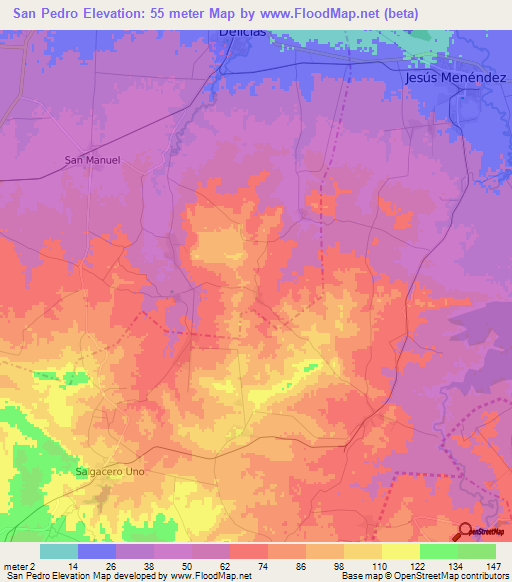 San Pedro,Cuba Elevation Map