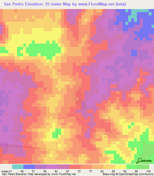 San Pedro,Cuba Elevation Map