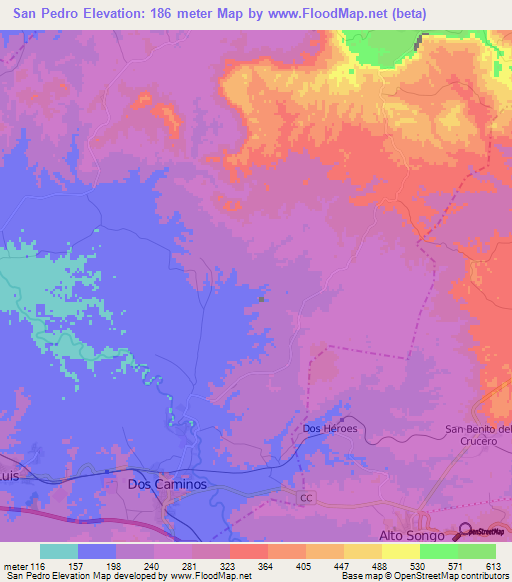 San Pedro,Cuba Elevation Map