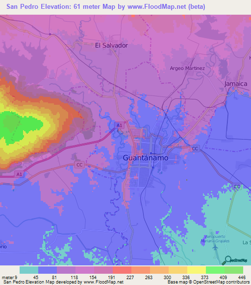 San Pedro,Cuba Elevation Map