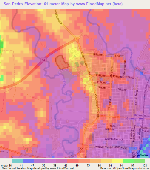 San Pedro,Cuba Elevation Map