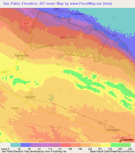 San Pablo,Cuba Elevation Map