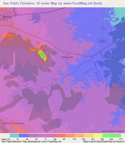 San Pablo,Cuba Elevation Map