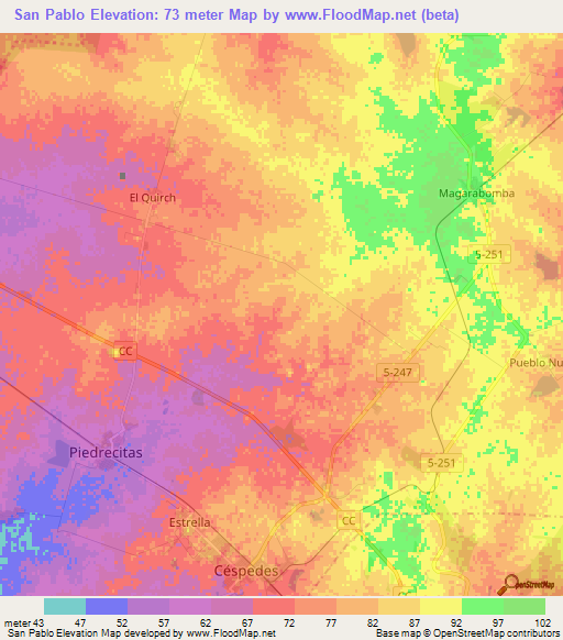 San Pablo,Cuba Elevation Map