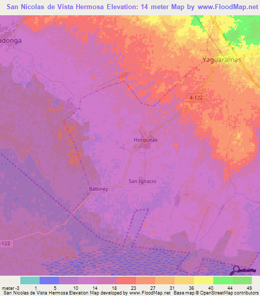 San Nicolas de Vista Hermosa,Cuba Elevation Map