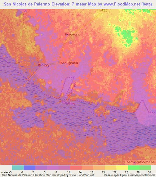 San Nicolas de Palermo,Cuba Elevation Map
