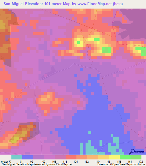 San Miguel,Cuba Elevation Map