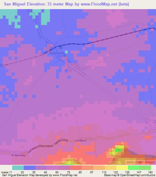 San Miguel,Cuba Elevation Map