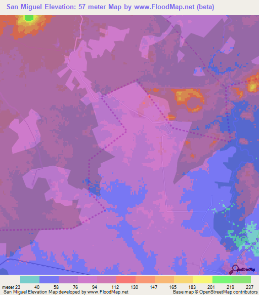 San Miguel,Cuba Elevation Map